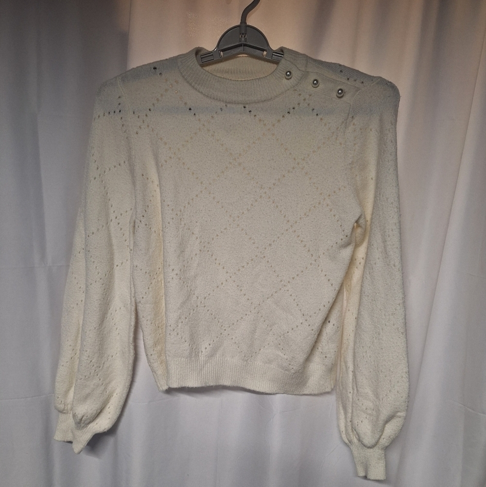 Who What Wear Whote Sweater with Button Accents